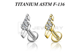 Лабрет из титана Ti Metal кристальная молния Лабрет из титана Ti Metal кристальная молния