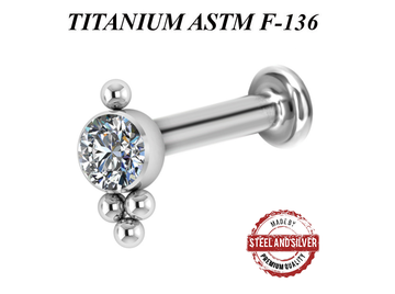 Лабрет из титана Steel and Silver с Premium Crystals