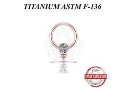 Кольцо из титана Steel and Silver розовое золото с кластером Swarovski