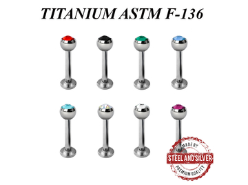 Лабрет титановый Steel and Silver премиальными кристаллами