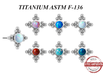 Вставка титановая Steel and Silver с опаловым кластером