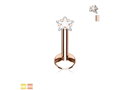 Лабрет с золотым покрытием и стразом звезда Лабрет с золотым покрытием и стразом звезда