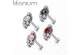 Лабрет из титана с кластером страз