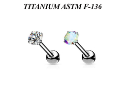 Микроштанга из титана с круглым стразом