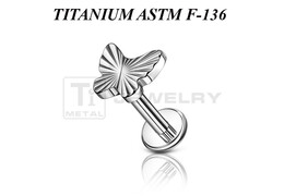 Лабрет из титана Ti Metal мотылёк