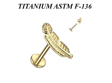 Лабрет из титана перо