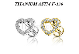 Лабрет из титана Ti Metal хрустальное сердце Лабрет из титана Ti Metal хрустальное сердце