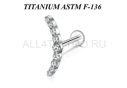 Лабрет из титана Ti Metal кристальная дуга